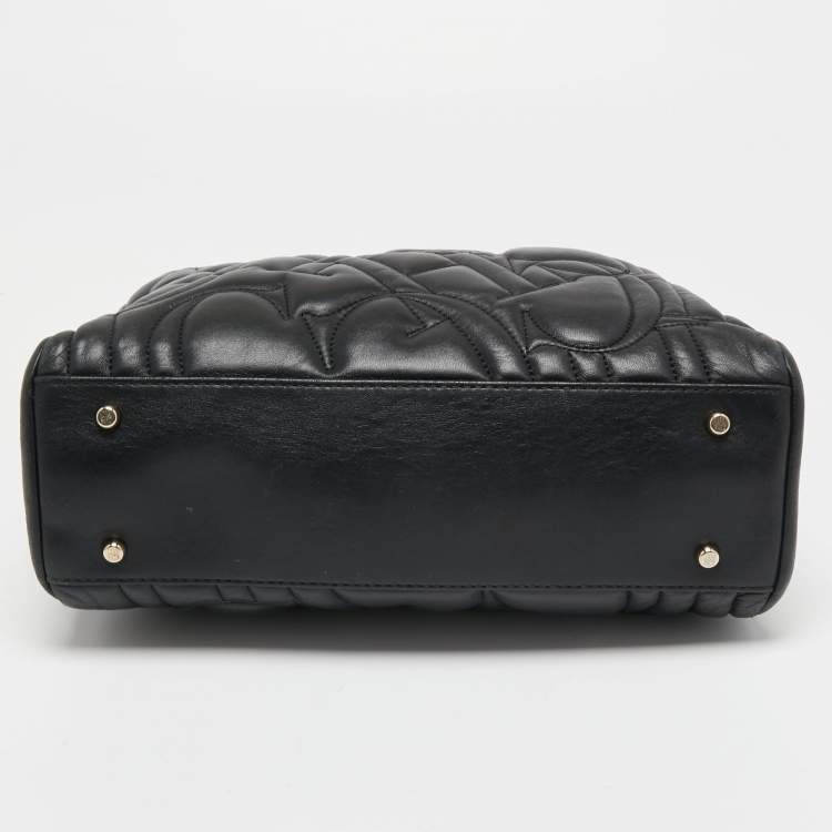 مملوكة مسبقًا CH Carolina Herrera Black Logo Embossed Leather Chain Tote