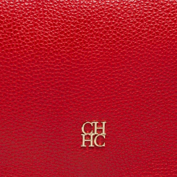 Pre Owned CH Carolina Herrera Red Leather Chain Clutch