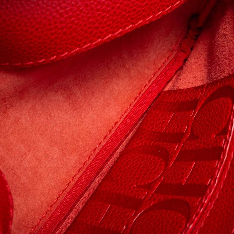 Pre Owned CH Carolina Herrera Red Leather Chain Clutch