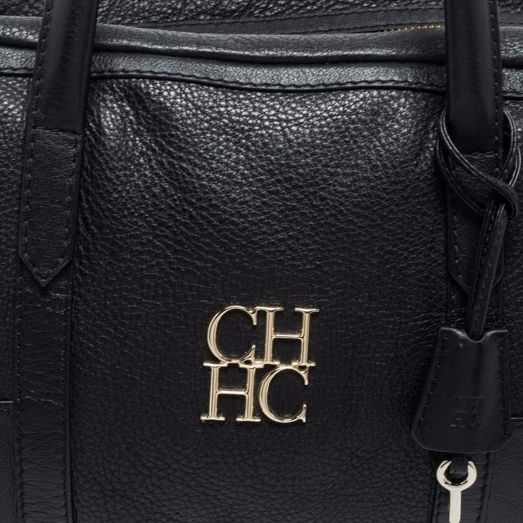 Pre Owned CH Carolina Herrera  Black Leather Boston Bag