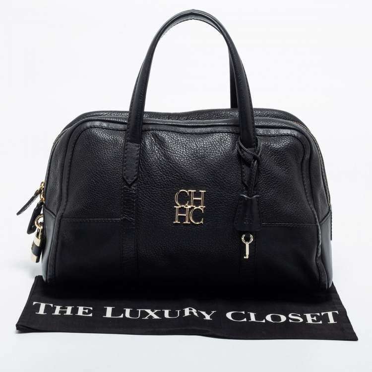 Pre Owned CH Carolina Herrera  Black Leather Boston Bag