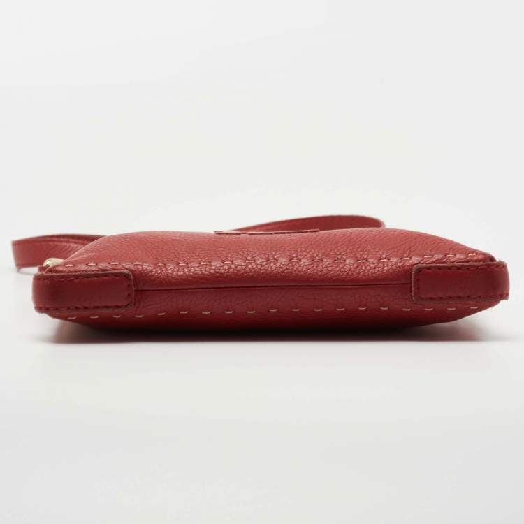 مملوكة مسبقًا CH Carolina Herrera Red Leather Zip Crossbody Bag