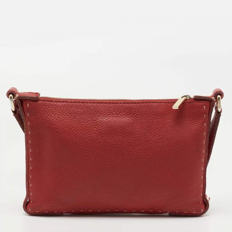 مملوكة مسبقًا CH Carolina Herrera Red Leather Zip Crossbody Bag