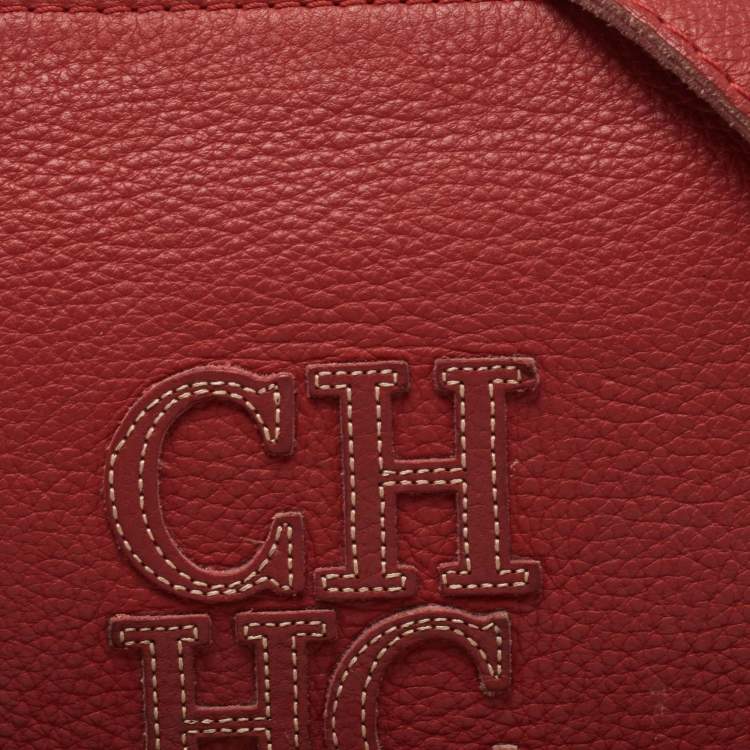 مملوكة مسبقًا CH Carolina Herrera Red Leather Zip Crossbody Bag