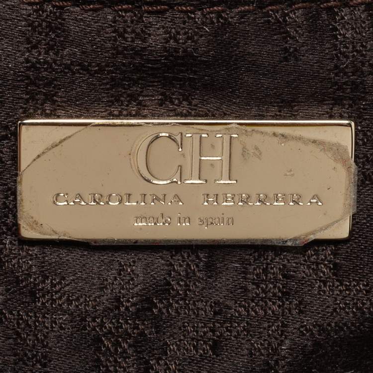 Pre Owned CH Carolina Herrera Grey Leather Zip Satchel