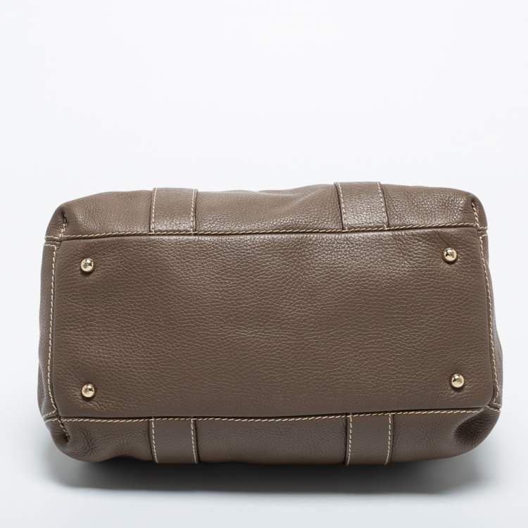 Pre Owned CH Carolina Herrera Grey Leather Zip Satchel