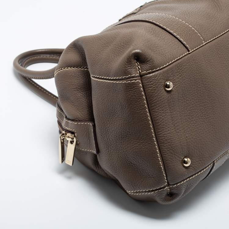 Pre Owned CH Carolina Herrera Grey Leather Zip Satchel