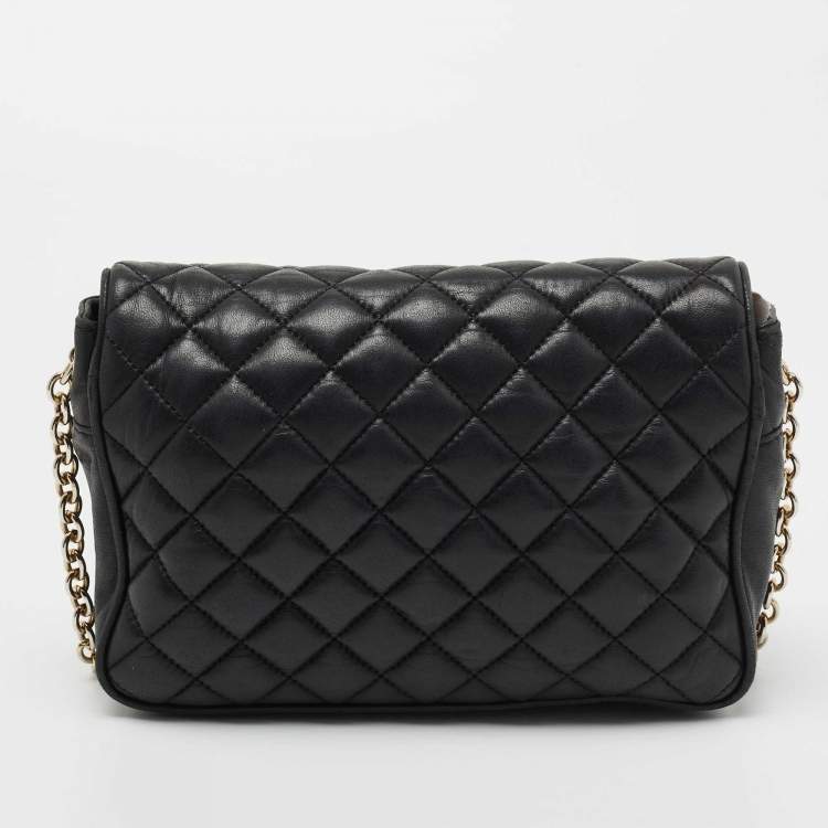 Pre Owned CH Carolina Herrera Black Quilted Leather Chain Crossbody Bag