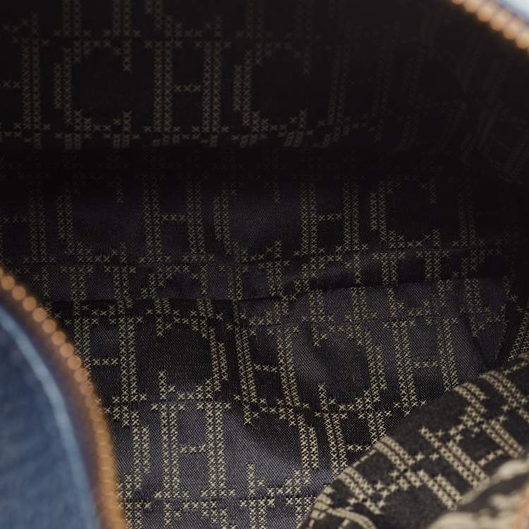 Pre Owned CH Carolina Herrera Navy Blue Pebbled Leather Maria Shoulder Bag