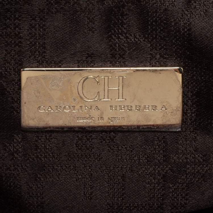 Pre Owned CH Carolina Herrera Burgundy Leather Flap Shoulder Bag