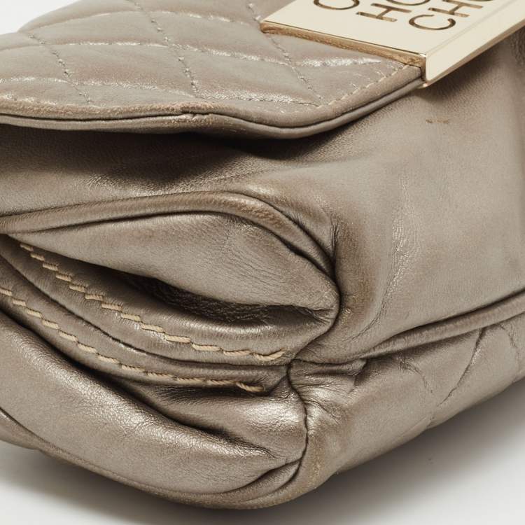 Pre Owned CH Carolina Herrera Metallic Quilted Leather Bimba Clutch