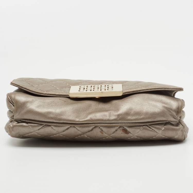 Pre Owned CH Carolina Herrera Metallic Quilted Leather Bimba Clutch