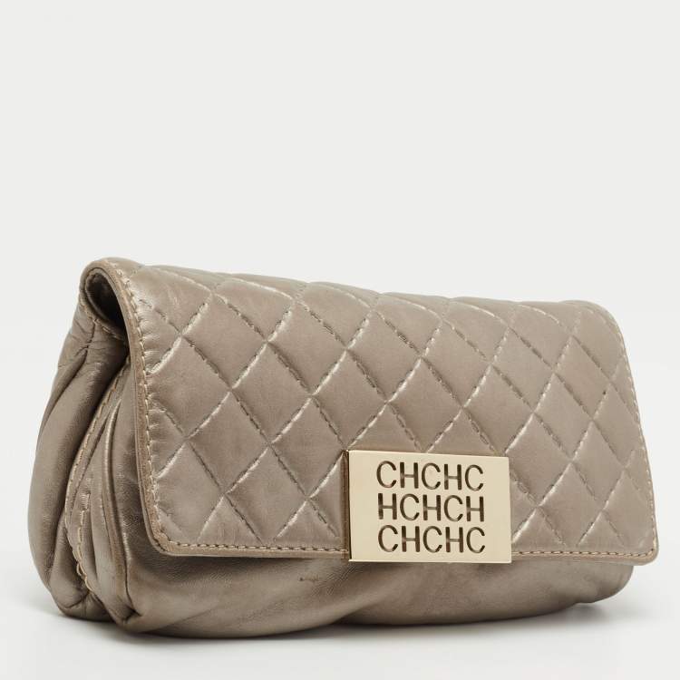 Pre Owned CH Carolina Herrera Metallic Quilted Leather Bimba Clutch