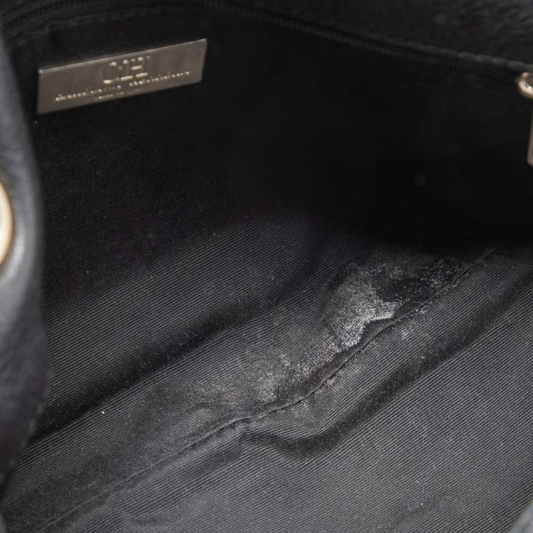 Pre Owned CH Carolina Herrera Black Leather Bow Flap Shoulder Bag