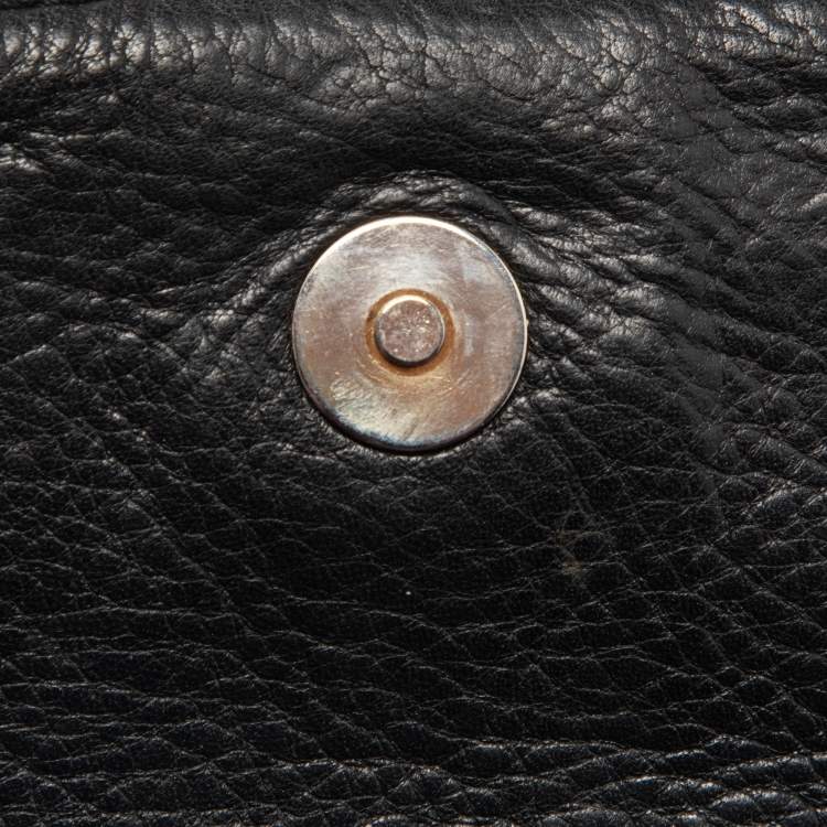 Pre Owned CH Carolina Herrera Black Leather Bow Flap Shoulder Bag