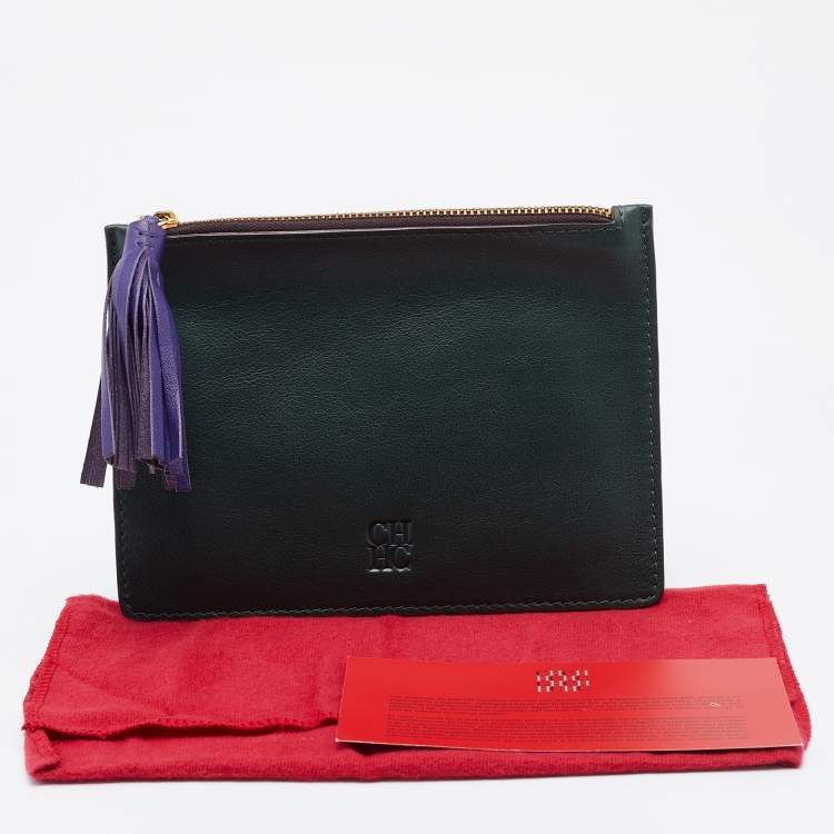 Pre Owned CH Carolina Herrera Multicolor Leather Tassel Zip Pouch