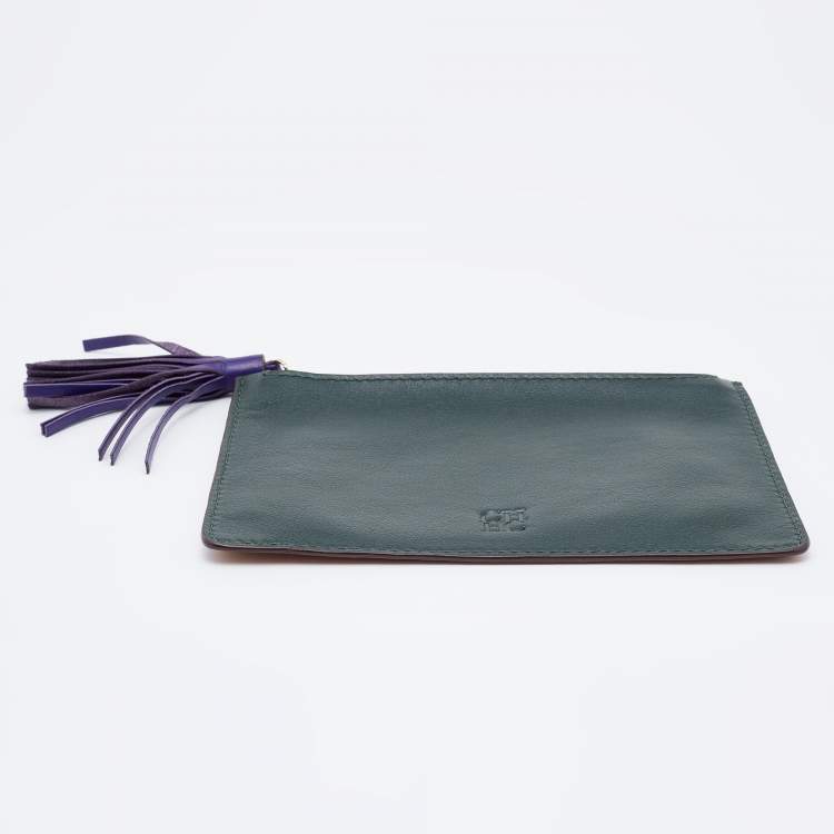 Pre Owned CH Carolina Herrera Multicolor Leather Tassel Zip Pouch