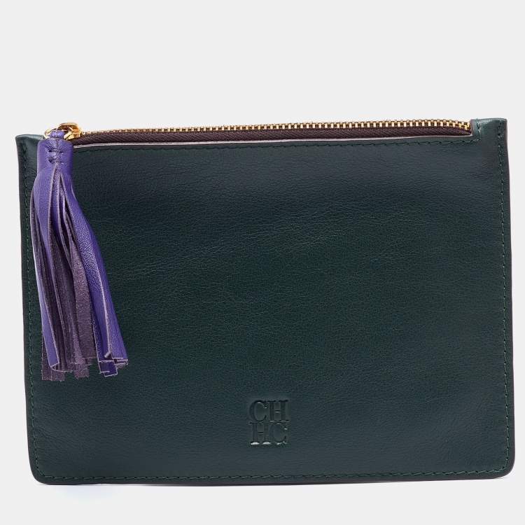 Pre Owned CH Carolina Herrera Multicolor Leather Tassel Zip Pouch