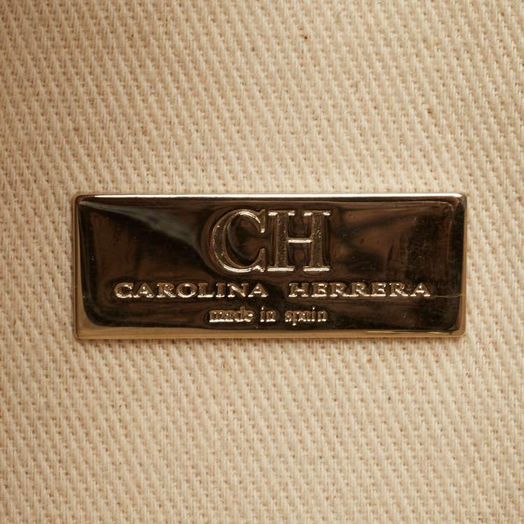 Pre Owned CH Carolina Herrera Navy Blue Grained Leather Chain Shoulder Bag