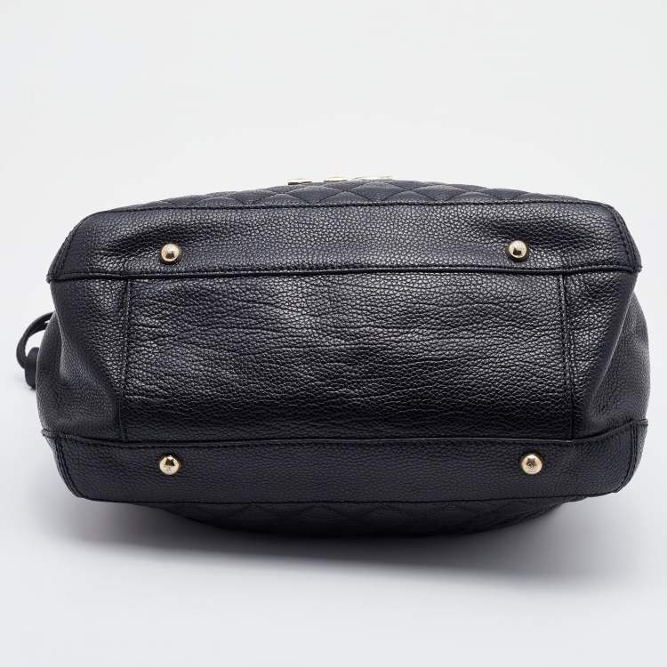 Pre Owned CH Carolina Herrera Black Quilted Leather Tassel Tote