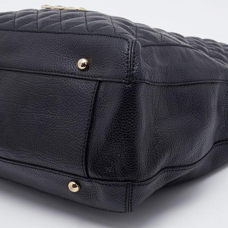 Pre Owned CH Carolina Herrera Black Quilted Leather Tassel Tote