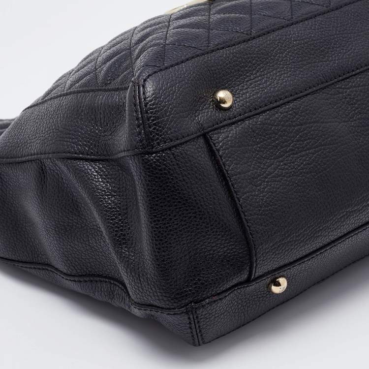 Pre Owned CH Carolina Herrera Black Quilted Leather Tassel Tote