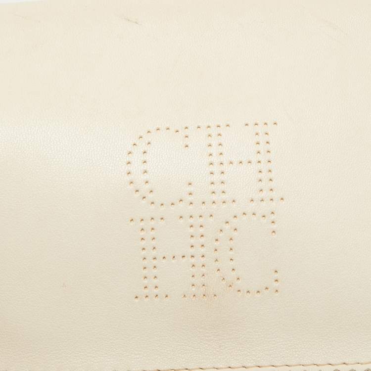 Pre Owned CH Carolina Herrera Beige Leather Tassel Chain Shoulder Bag