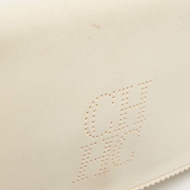 Pre Owned CH Carolina Herrera Beige Leather Tassel Chain Shoulder Bag