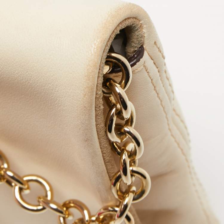 Pre Owned CH Carolina Herrera Beige Leather Tassel Chain Shoulder Bag