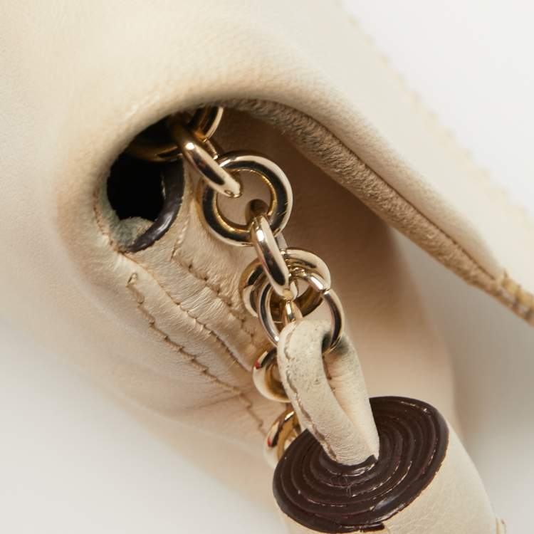 Pre Owned CH Carolina Herrera Beige Leather Tassel Chain Shoulder Bag