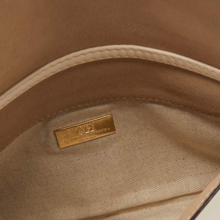 Pre Owned CH Carolina Herrera Beige Leather Tassel Chain Shoulder Bag