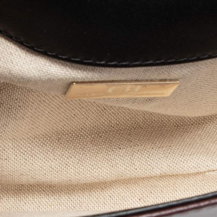 Pre Owned CH Carolina Herrera Tri Color Leather Logo Metal Flap Shoulder Bag