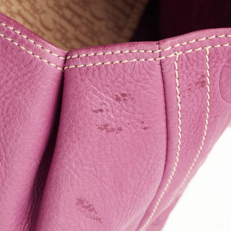 Pre Owned CH Carolina Herrera Purple Monogram Embossed Leather Andy Tote