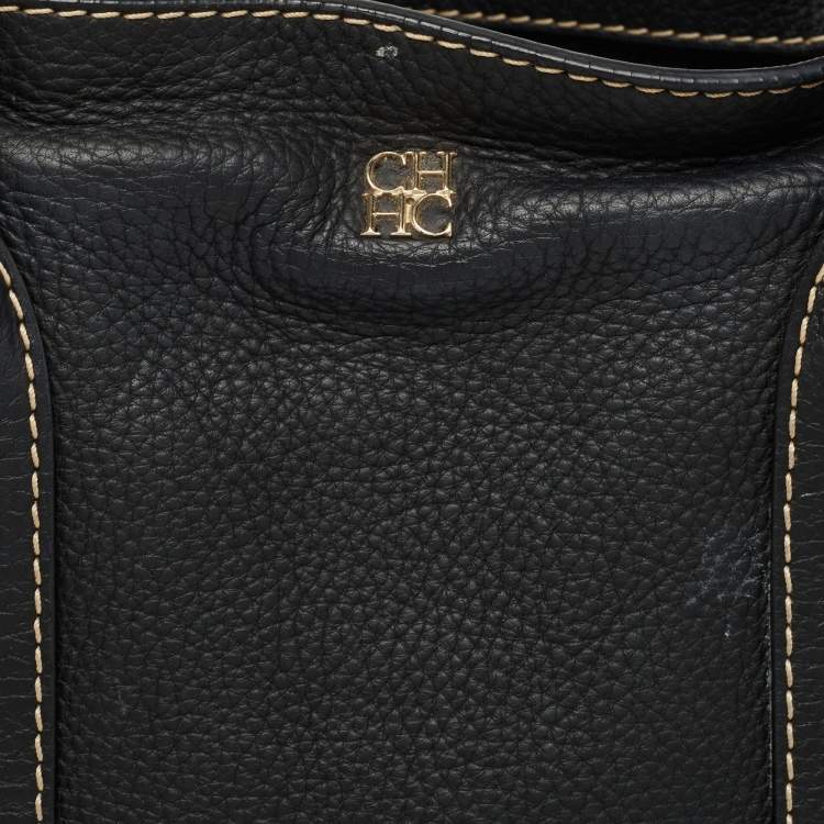 Pre Owned CH Carolina Herrera Black Leather Tote