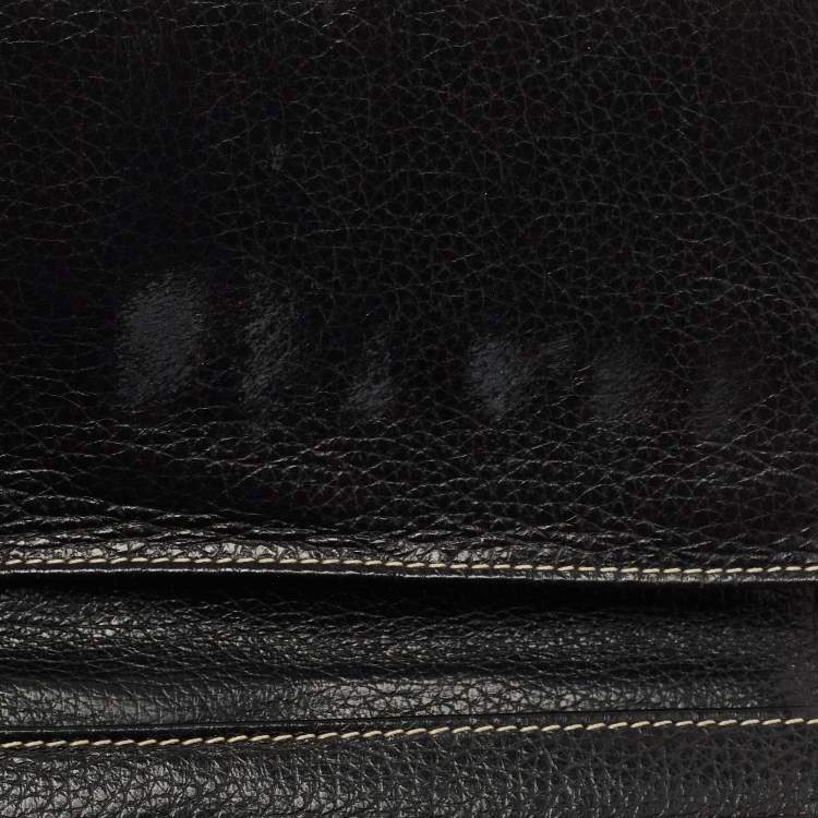Pre Owned CH Carolina Herrera Black Leather CH Logo Continental Wallet