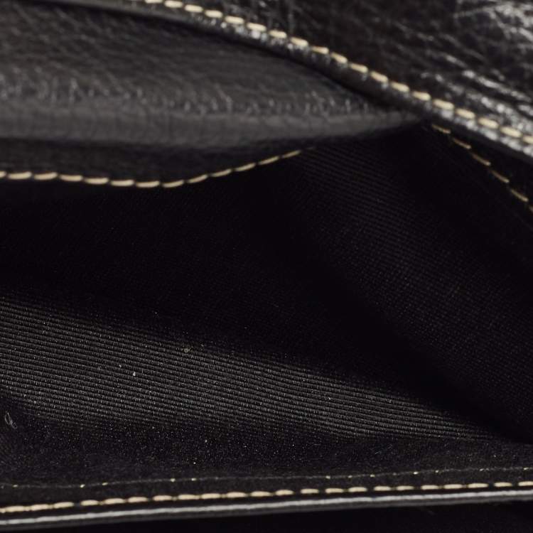 Pre Owned CH Carolina Herrera Black Leather CH Logo Continental Wallet