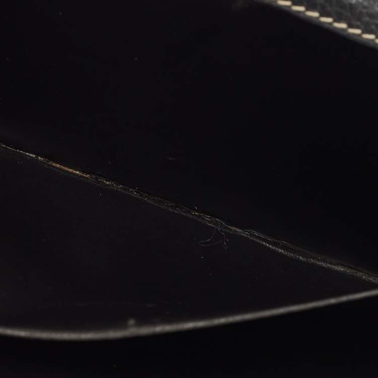 Pre Owned CH Carolina Herrera Black Leather CH Logo Continental Wallet