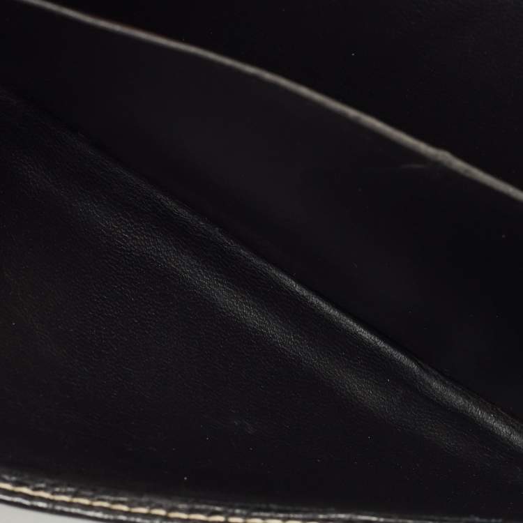 Pre Owned CH Carolina Herrera Black Leather CH Logo Continental Wallet