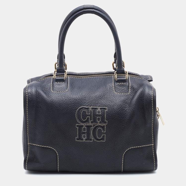 Pre Owned CH Carolina Herrera Black Leather Satchel