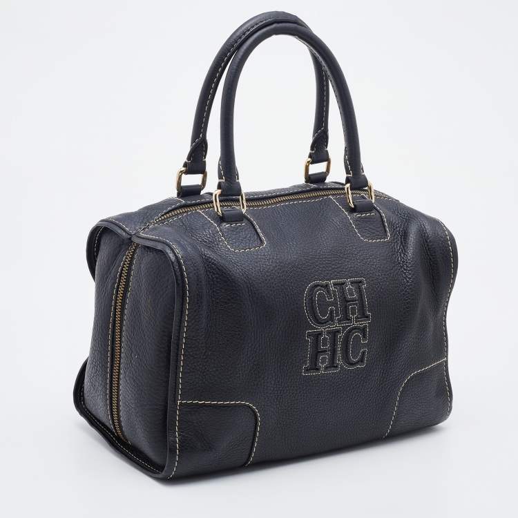 Pre Owned CH Carolina Herrera Black Leather Satchel