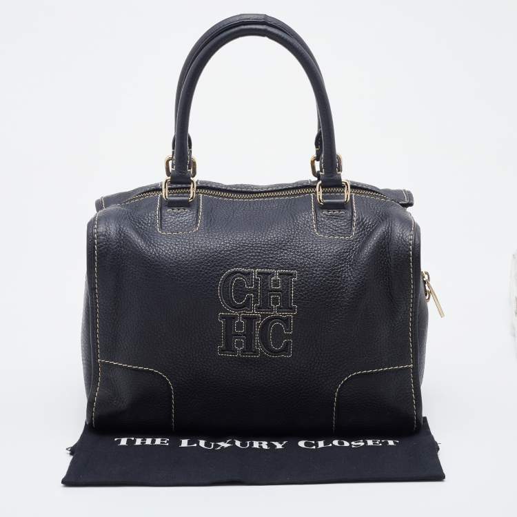 Pre Owned CH Carolina Herrera Black Leather Satchel