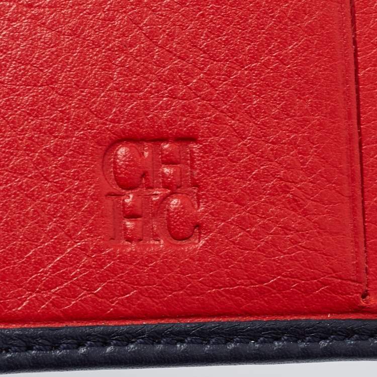 Pre Owned CH Carolina Herrera Blue Leather Compact Wallet