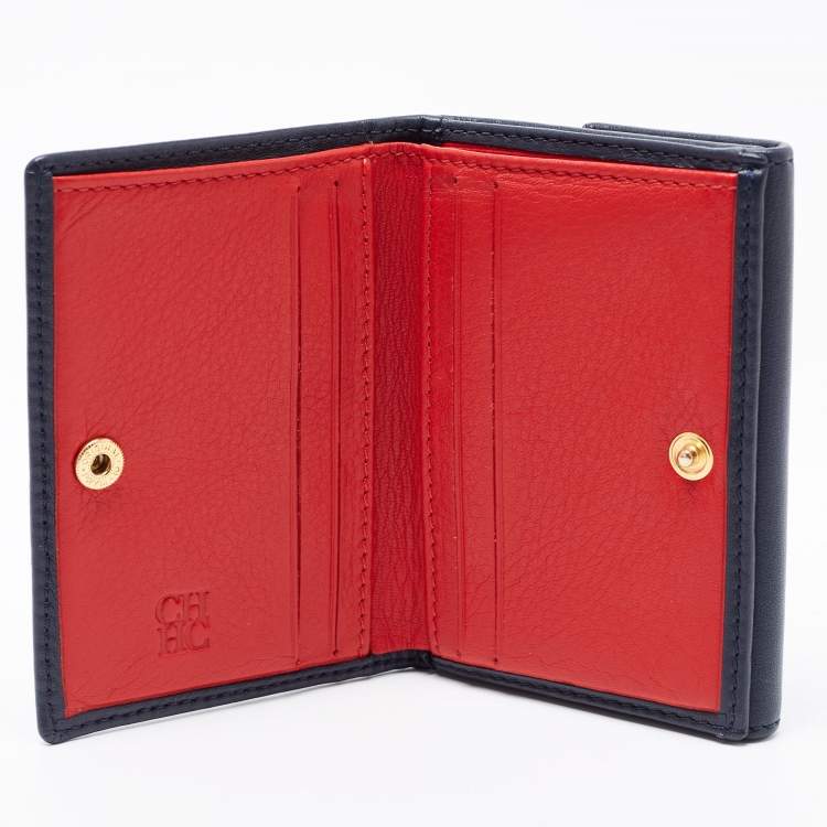 Pre Owned CH Carolina Herrera Blue Leather Compact Wallet
