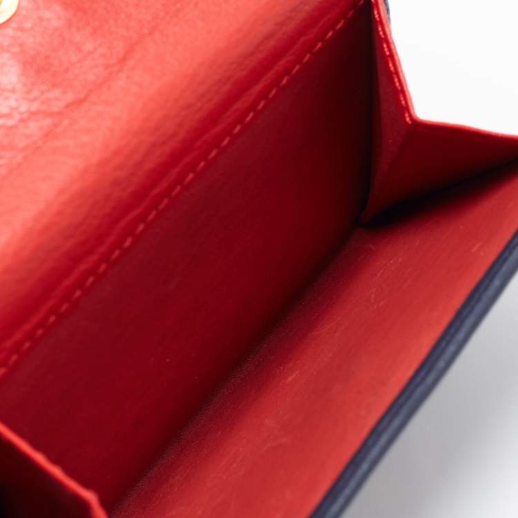 Pre Owned CH Carolina Herrera Blue Leather Compact Wallet
