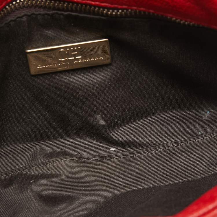 Pre Owned CH Carolina Herrera Red Embossed Leather Flap Chain Shoulder Bag