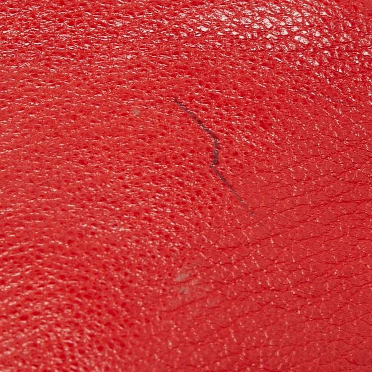 Pre Owned CH Carolina Herrera Red Embossed Leather Flap Chain Shoulder Bag