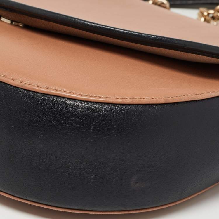 Pre Owned CH Carolina Herrera Brown/Black Leather Flap Chain Shoulder Bag