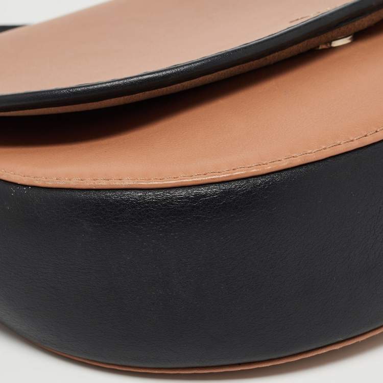 Pre Owned CH Carolina Herrera Brown/Black Leather Flap Chain Shoulder Bag
