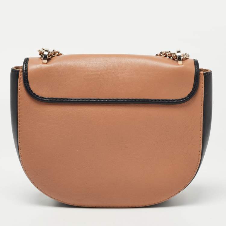 Pre Owned CH Carolina Herrera Brown/Black Leather Flap Chain Shoulder Bag