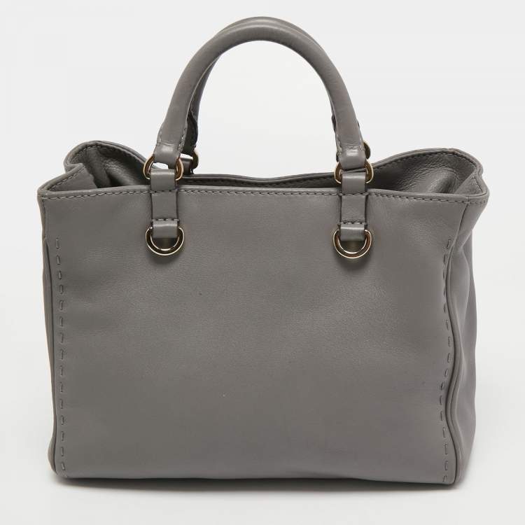 Pre Owned CH Carolina Herrera Grey Leather Tote